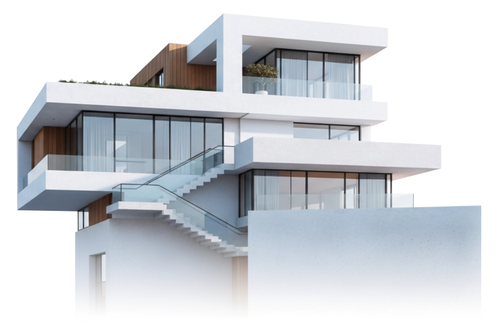 Render de edificio construcción residencial